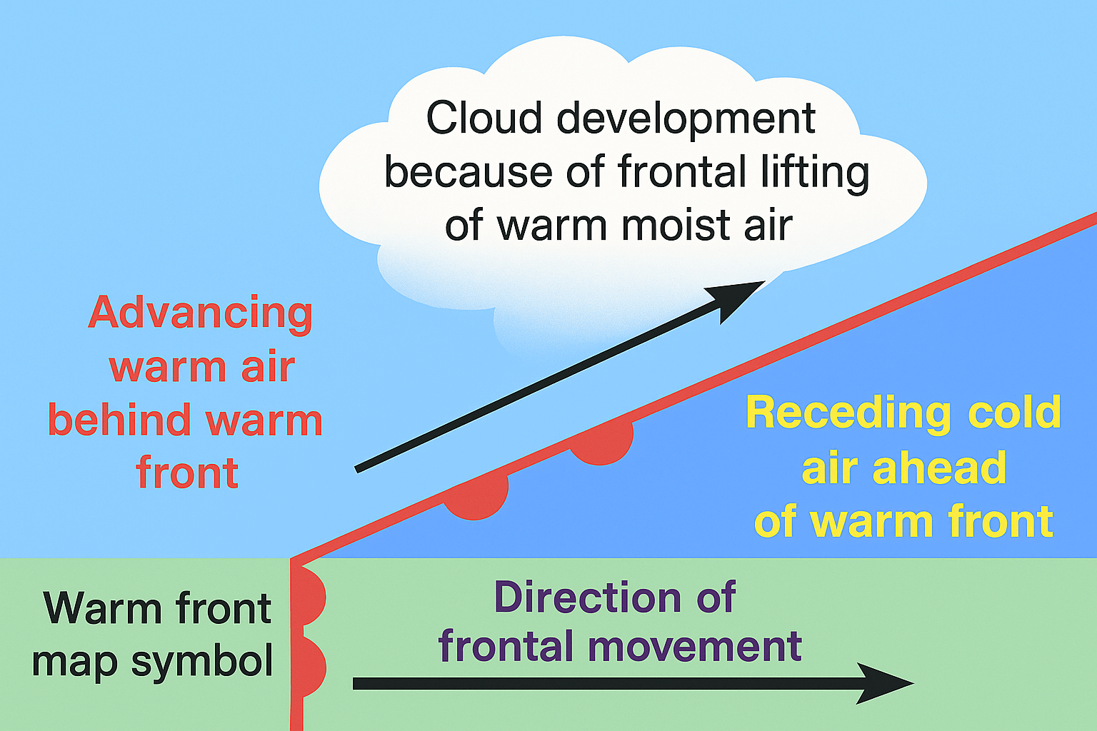 Weather along warm front